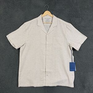 Mack Weldon Shirt Mens XL Beige Tan Tech Linen Lightweight Short Sleeve NWT